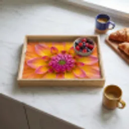 Dahlia - Bloem - Oranje Dienblad Rechthoek middel -sfeer2