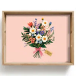 Margrieten - Boeket - Strikje - Roze Dienblad Rechthoek middel -z3d_shopping