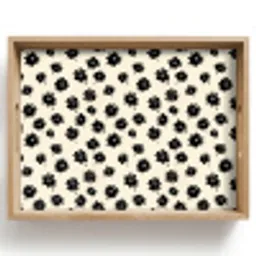 Madeliefjes - Grafisch - Zwart - Beige Dienblad Rechthoek middel 911 -z3d_shopping