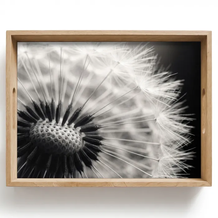 Paardenbloem - Zwart - Wit Dienblad Rechthoek middel -z3d_shopping