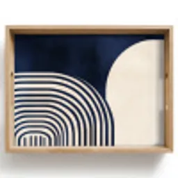 Donkerblauw - Abstract - Lijnen Dienblad Rechthoek middel -z3d_shopping