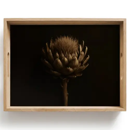 Donkerbruin - Bloem - Textuur - Artisjok Dienblad Rechthoek middel -z3d_shopping