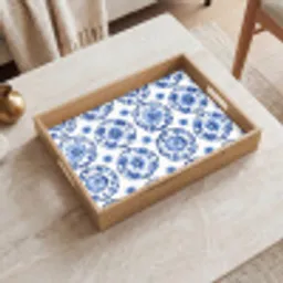 Sierborden - Bloemen - Blauw Dienblad Rechthoek middel 911 -sfeer1