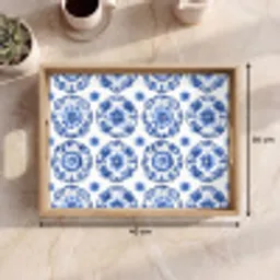 Sierborden - Bloemen - Blauw Dienblad Rechthoek middel 911 -USP_Formaat