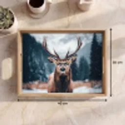 Hert - Dieren - Landschap - Winter - Sneeuw Dienblad Rechthoek middel -USP_Formaat
