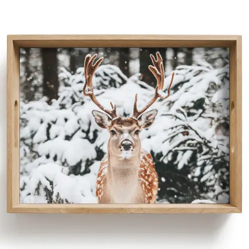 Hert - Sneeuw - Winter - Bos - Dieren Dienblad Rechthoek middel -z3d_shopping