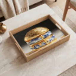 Delftsblauw - Goud - Burger Dienblad Rechthoek middel -sfeer1