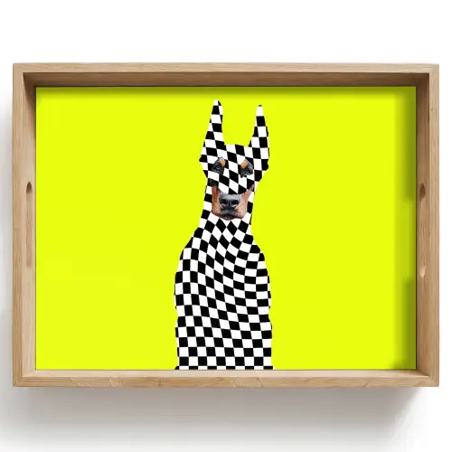 Dobermann - Geblokt - Geel Dienblad Rechthoek middel -z3d_shopping