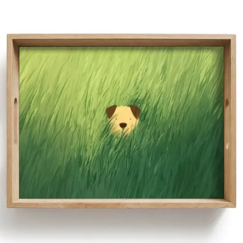 Hondje - Gras - Oren - Bruin Dienblad Rechthoek middel -z3d_shopping