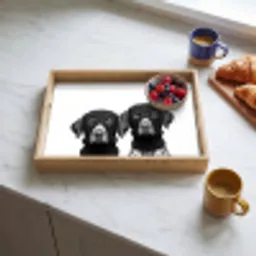 Honden - Bivakmuts - Zwart - wit Dienblad Rechthoek middel -sfeer2