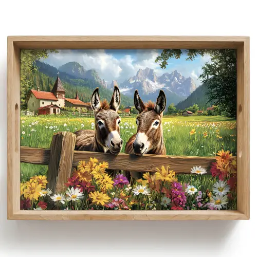 Ezels - Bloemen - Zomers Dienblad Rechthoek middel -z3d_shopping