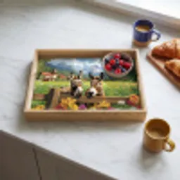 Ezels - Bloemen - Zomers Dienblad Rechthoek middel -sfeer2