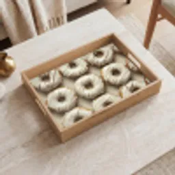 Donuts - Chocolade - Wit - Beige Dienblad Rechthoek middel -sfeer1