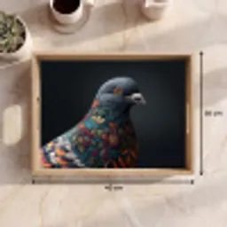 Duif - Bloemen - Zwart Dienblad Rechthoek middel -USP_Formaat