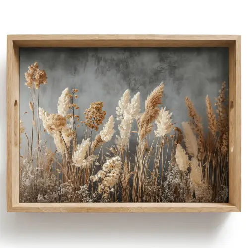 Gedroogde Veldbloemen - Grijs - Beton Dienblad Rechthoek middel -z3d_shopping