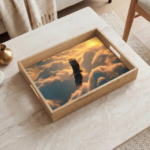 Adelaar - Wolken - Zon Dienblad Rechthoek middel -sfeer1