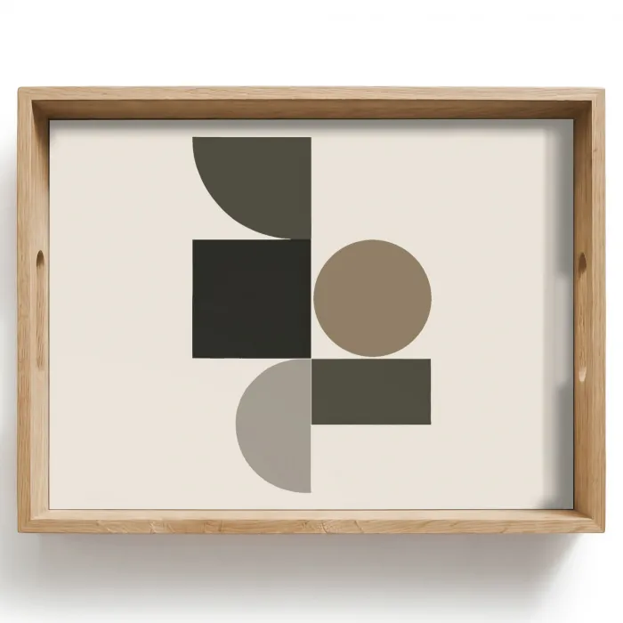 Aardetinten - Abstracte compositie - Eenvoudige vormen Dienblad Rechthoek middel -z3d_shopping