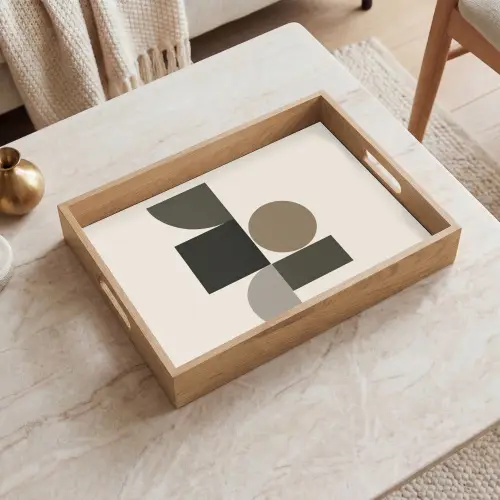 Aardetinten - Abstracte compositie - Eenvoudige vormen Dienblad Rechthoek middel -sfeer1