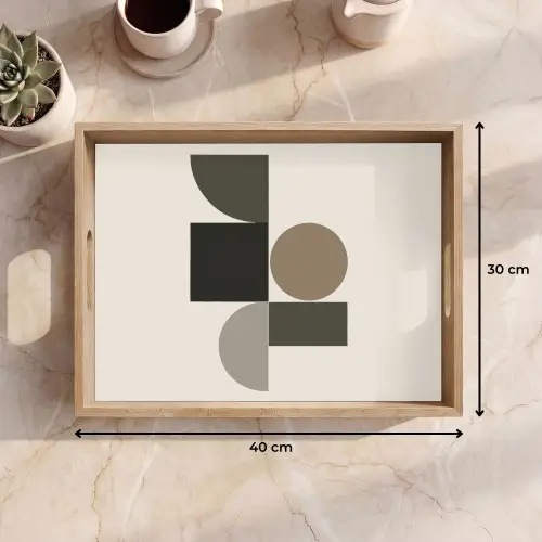 Aardetinten - Abstracte compositie - Eenvoudige vormen Dienblad Rechthoek middel -USP_Formaat