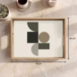 Aardetinten - Abstracte compositie - Eenvoudige vormen Dienblad Rechthoek middel -USP_Formaat