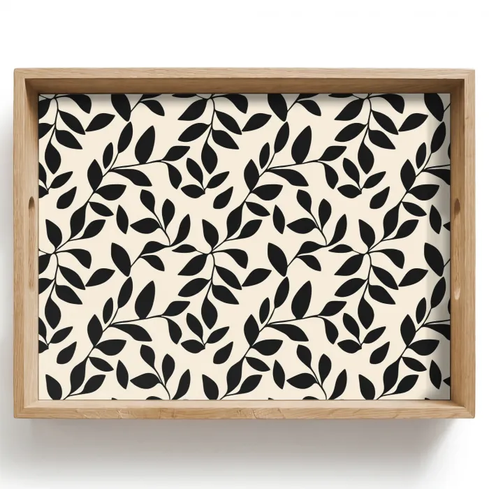 Elegant - Patroon - Zwart - Beige Dienblad Rechthoek middel 911 -z3d_shopping