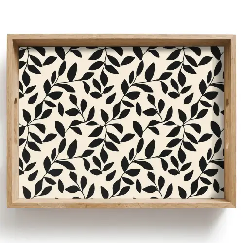 Elegant - Patroon - Zwart - Beige Dienblad Rechthoek middel 911 -z3d_shopping