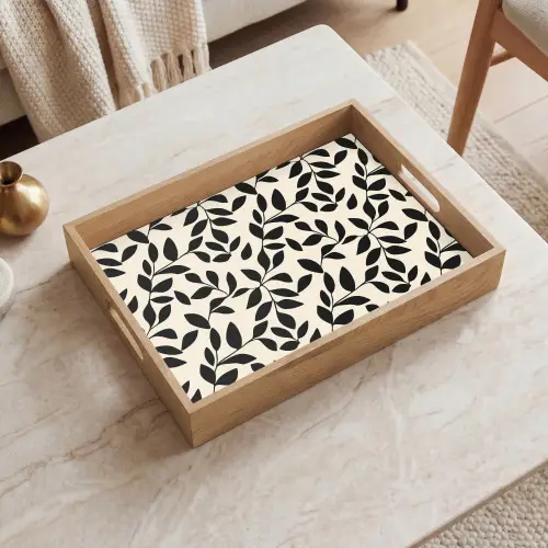 Elegant - Patroon - Zwart - Beige Dienblad Rechthoek middel 911 -sfeer1