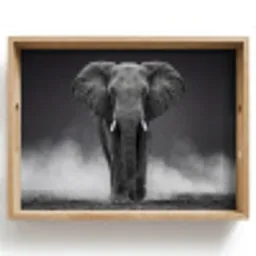 Olifant - Zwart - Wit - Rook Dienblad Rechthoek middel -z3d_shopping