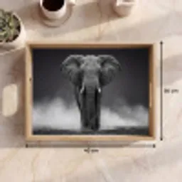 Olifant - Zwart - Wit - Rook Dienblad Rechthoek middel -USP_Formaat