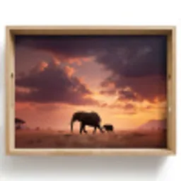 Olifanten - Grasland - Zonsondergang Dienblad Rechthoek middel -z3d_shopping