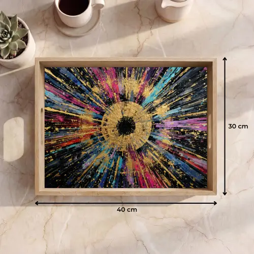 Explosie - Goud - Kleurrijk - Abstract Dienblad Rechthoek middel -USP_Formaat