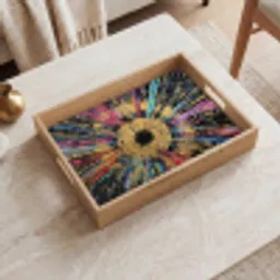 Explosie - Goud - Kleurrijk - Abstract Dienblad Rechthoek middel -sfeer1