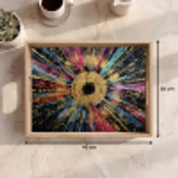 Explosie - Goud - Kleurrijk - Abstract Dienblad Rechthoek middel -USP_Formaat