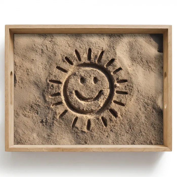 Gezichtje - Zon - Zand - Getekend Dienblad Rechthoek middel -z3d_shopping