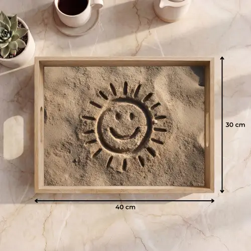 Gezichtje - Zon - Zand - Getekend Dienblad Rechthoek middel -USP_Formaat