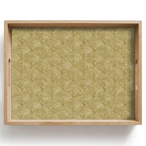 Waaier - Geometrisch - Groen Dienblad Rechthoek middel 911 -z3d_shopping