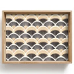 Waaier - Patroon - Zwart - Beige Dienblad Rechthoek middel 911 -z3d_shopping