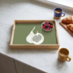 Vijgen - Minimalistisch - Getekend - Mosgroen Dienblad Rechthoek middel -sfeer2