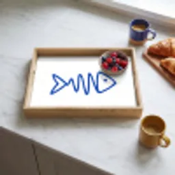 Vis - Minimalistisch - Blauw - Lijn Dienblad Rechthoek middel -sfeer2