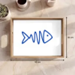 Vis - Minimalistisch - Blauw - Lijn Dienblad Rechthoek middel -USP_Formaat