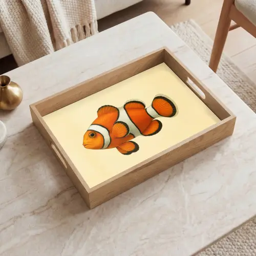 Vis - Oranje - Strepen Dienblad Rechthoek middel -sfeer1