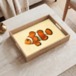 Vis - Oranje - Strepen Dienblad Rechthoek middel -sfeer1