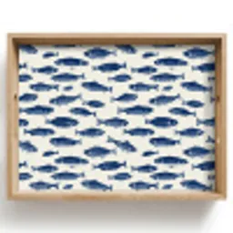 Vissen - Patroon - Blauw - Wit Dienblad Rechthoek middel 911 -z3d_shopping