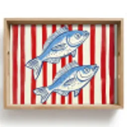 Vissen - Verticale strepen - Blauw - Rood Dienblad Rechthoek middel -z3d_shopping