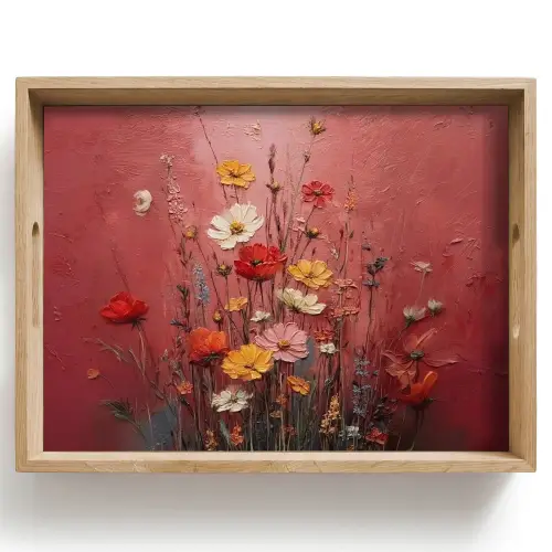 Bloemenboeket - Diepte - Tastbare textuur Dienblad Rechthoek middel -z3d_shopping