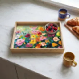 Bloemen explosie - Heldere kleuren - Vrolijk Dienblad Rechthoek middel -sfeer2