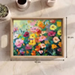 Bloemen explosie - Heldere kleuren - Vrolijk Dienblad Rechthoek middel -USP_Formaat