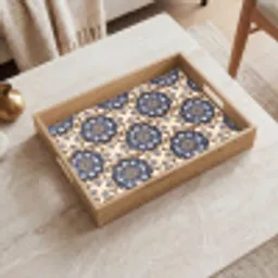Floraal - Ornament - Blauw Dienblad Rechthoek middel 911 -sfeer1