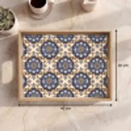 Floraal - Ornament - Blauw Dienblad Rechthoek middel 911 -USP_Formaat