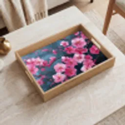 Bloem - Bloesems - Roze - Abstract Dienblad Rechthoek middel -sfeer1